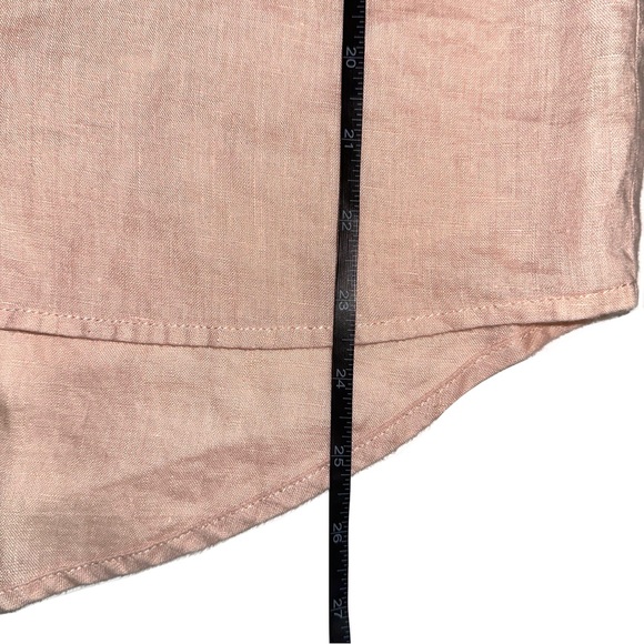 Pure Navy Linen Cap Sleeve Hi-Low Button Down Top LARGE - Picture 6 of 6